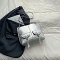 Borsa a tracolla argento retrò con doppie tasche e fibbie metalliche moderne - Argento