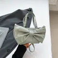 Sac à main en nylon vert sauge avec un grand nœud décoratif et doubles poignées - Vert