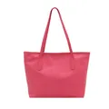 Large bright pink tote bag with crocodile pattern and long handles for women commute - Pink