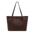Dark brown large tote bag featuring mixed textures of crocodile and lychee leather patterns - Coffee