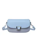 Borsa a tracolla chic a righe blu in pelle PU con fibbia a D in metallo argento - Blu
