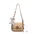 Sac bandoulière en cuir PU kaki avec sangle en soie et décoration monstre en peluche - Kaki (Sans Pendentif)