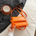 Fashionable bright orange square flap shoulder bag with adjustable dual strap design - Orange