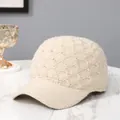 Elegant beige knit baseball cap with colorful sequins on soft faux fur texture - One Size(Adjustable) / Beige