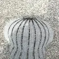 Dettaglio del berretto in maglia grigio chiaro con decorazioni radiose di strass scuri - Taglia Adulto (Regolabile) / Grigio