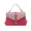 Minimalist hot pink shoulder bag with glitter flap and decorative buckle detail - Rose Pink