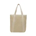 Summer woven straw tote bag in beige with hollow knit design for beach vacations - Rice White (No Pendant)