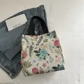 Floral print tote bag with black handles and fresh summer botanical pattern - Fresh Pastoral Floral (Style 3)