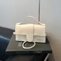 Elegant cream white crossbody bag with fashion buckle and matte leather texture - No Pendant / White