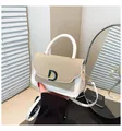 Detail of contrast stitch straw and white leather handbag with metal D buckle - Off White
