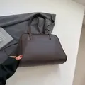 Deep coffee brown matte leather tote bag with front pocket and double shoulder straps - Brown