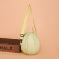 Litchi pattern yellow spherical mini backpack with detachable wide fabric strap - Yellow-Green