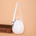 Mini white basketball-shaped PU leather backpack with litchi grain texture - White