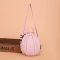 Pink pumpkin-shaped mini backpack in lychee-patterned PU leather with shoulder strap - Pink