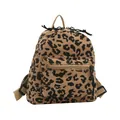 Zaino alla moda in velluto a coste con stampa leopardata per donna in colore beige - Cachi