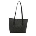 Classic black tote bag with all-over M letter pattern and long shoulder straps - With Pendant / Black