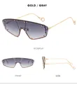Detailansichten der goldfarbenen randlosen Sonnenbrille mit Verlaufsgläsern und Nieten - Goldener Rahmen Graue Verlaufsgläser