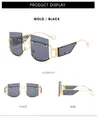 Detailed views of gold rimless oversized sunglasses with grey lenses and rivet details - C1. Gold Frame With Black And Gray Trim (non-refundable And Non-exchangeable)