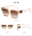 Drei-Ansichten-Display der Vintage quadratischen Sonnenbrille mit Metallscharnieren - Teefarbener Rahmen Tee Farbverlauf Gläser
