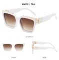 Detailansicht einer weißen quadratischen Sonnenbrille mit braunen Verlaufsgläsern - Weiße Rahmen Braune Gläser