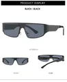 Mehrwinkel-Ansicht der schwarzen Herren-Sonnenbrille in Übergröße mit dunklen Gläsern - Schwarzer Rahmen Schwarz Graue Gläser
