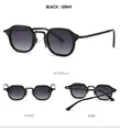 Detailed views of black rectangular sunglasses with gray gradient lenses from multiple angles - Black Frame Gradient Gray Lens