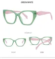 Vue détaillée multi-angles de lunettes de soleil œil de chat vertes à branches blanches - Monture Verte Verres Blancs