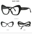Vistas multiangulares de gafas de sol cat-eye negras con detalles florales dorados - Montura Negra Lentes Transparentes