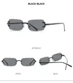 Detailed multi-angle views of retro small square rimless sunglasses with black lenses - Black Frame Black Grey Lens