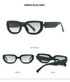 Gafas de sol poligonales verde oscuro con lentes degradadas azul grisáceo en multi-vistas - Montura Negra Lentes Verde Amarillo