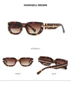 Close-up of hawksbill brown polygonal sunglasses with metallic temple accents - Leopard Frame Gradient Tea Lens