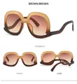 Détails de lunettes de soleil rétro marron dégradé avec plusieurs angles de vue - Monture Thé Verres Thé Rose
