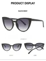 Viste multiple di occhiali da sole cat eye con montatura nera e lenti grigie sfumate - Montatura Nera Lente Grigio Sfumato