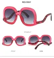 Vues détaillées de lunettes de soleil roses transparentes avec branches léopard et verres gris - Monture Rose Verres Gris Dégradés