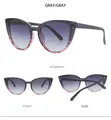 Cat eye sunglasses detail in gray with unique red and white striped frame decoration - Grey Frame Gradient Grey Lens