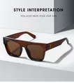 Primer plano de gafas de sol cuadradas retro con montura marrón y remaches de metal dorado - Montura Té Lente Té