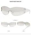 Détails des accents d'étoiles argentées sur lunettes de soleil masque sans monture - Monture Transparente Mercure Léger