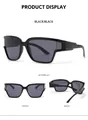 Multi-angle view of oversized black sunglasses with dark lenses and wide temples - Black Frame Black Grey Lens