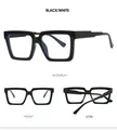 Detailed views of vintage thick square frame glasses with blue light blocking lenses - Black Frame Clear Lenses