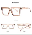 Multi-angle views of square vintage brown eyeglass frames showing front and side details - Translucent Tea Frame Clear Lens