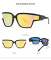 Detailed multi-angle views of black frame oversized sunglasses with orange mirror lenses - Black Frame Yellow Lens