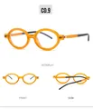 Tre viste di occhiali da sole ovali color ambra traslucido con decorazioni di rivetti chic - Montatura Arancione Lente Bianca