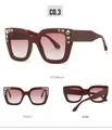 Gedetailleerde weergaven van vintage bordeaux zonnebril met strass en kleurverloop - Rood Frame Gradiënt Rode Lens