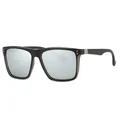 Mens square polarized sunglasses with silver mirror lenses and transparent grey frames - Black Frame Silver Mirror Lens