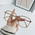 Gafas cuadradas anti-luz azul con montura de TR90 rosa translúcido y bisagras de metal - Rosa Té Helado