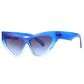 Occhiali da sole cat-eye da donna con montatura blu traslucida e lenti sfumate alla moda - Montatura Blu Lenti Blu Sfumato
