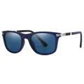 Occhiali da sole polarizzati da uomo con montatura blu opaco e lenti blu a specchio - Montatura Blu Lenti Blu