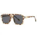 Fashion square tortoise shell sunglasses with double bridge and dark grey lenses - Tortoise Frame Black Grey Lens