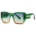 Occhiali da sole quadrati oversize alla moda con montatura verde e lenti sfumate - Montatura Verde Lenti Verde Giallo