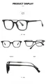 Detailed multi-angle views of black full-rim TR square frame glasses with silver accents - Anti blue light / Glossy Black Frame